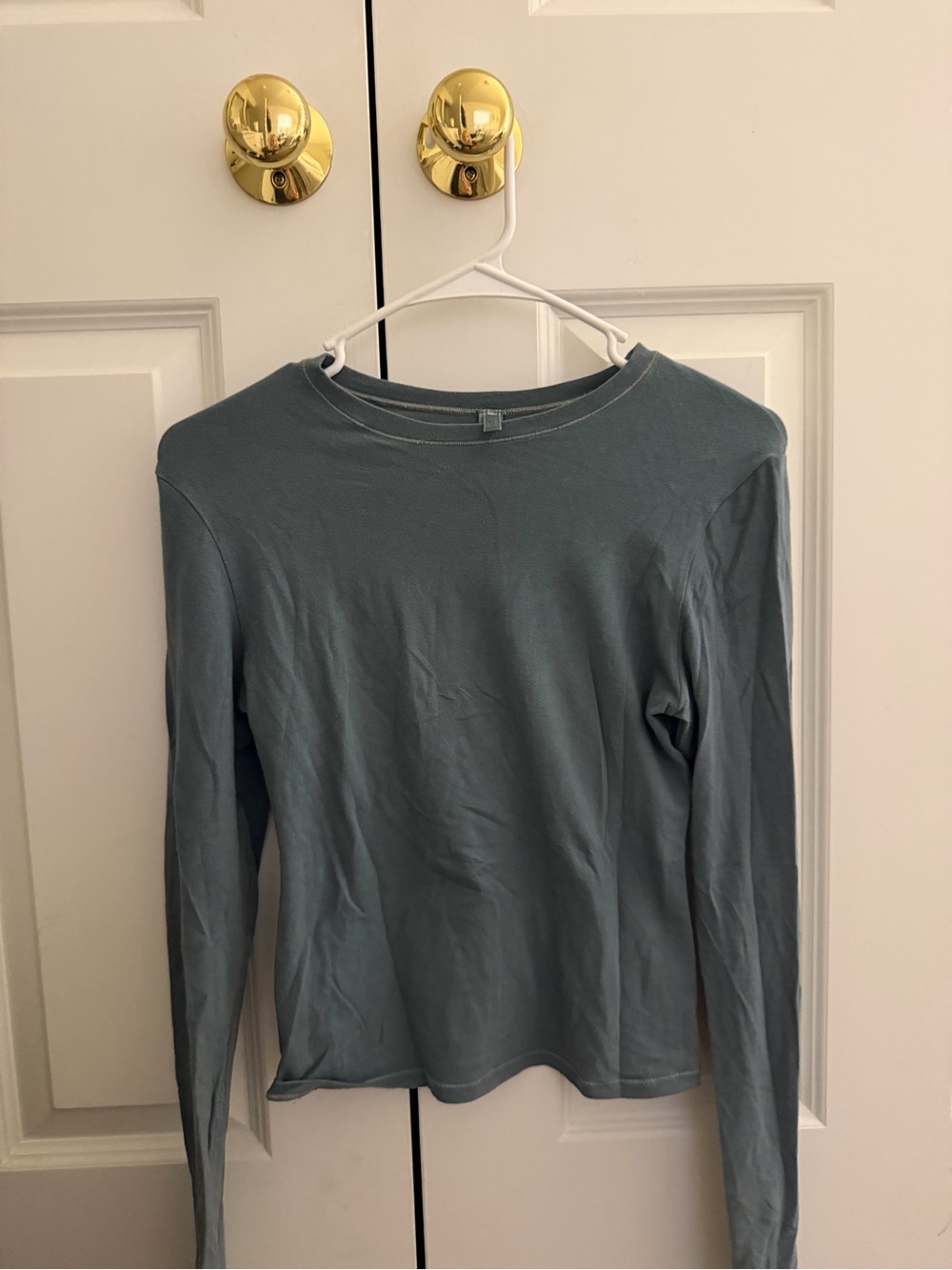 SKIMS Long Sleeve Tee in Dusty Blue